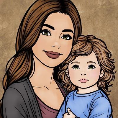 realistic mother and her toddler daughter