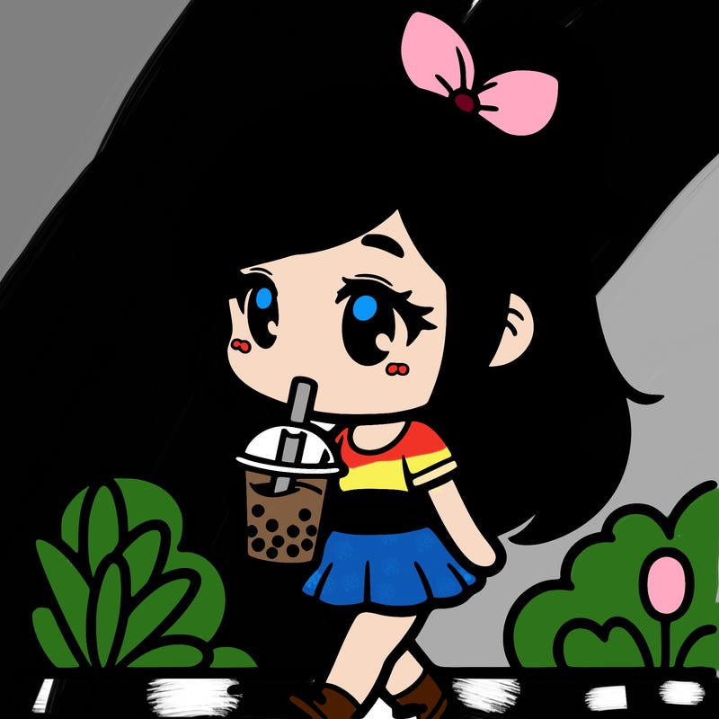 cute girl drinking boba