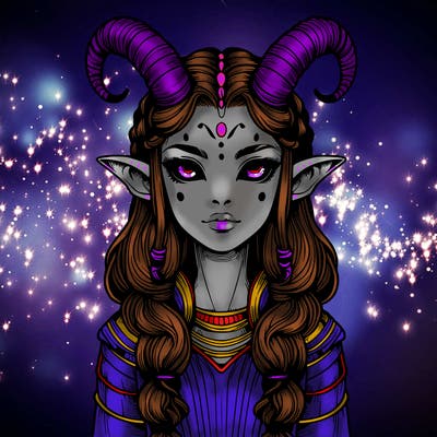 realistic alien girl with horns