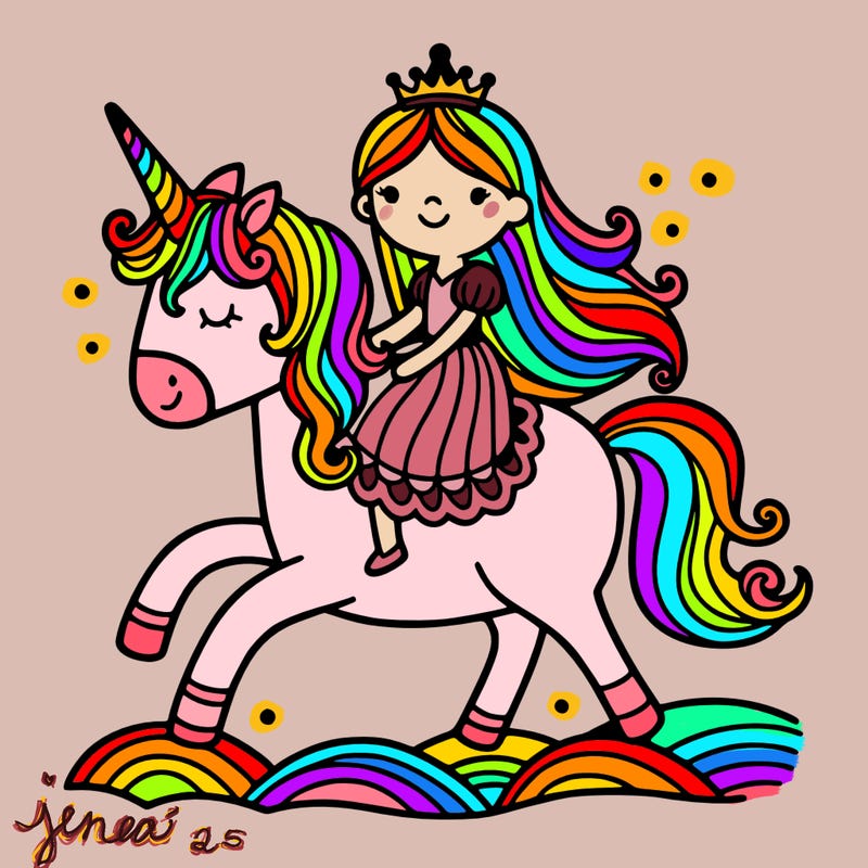 princess riding a unicorn