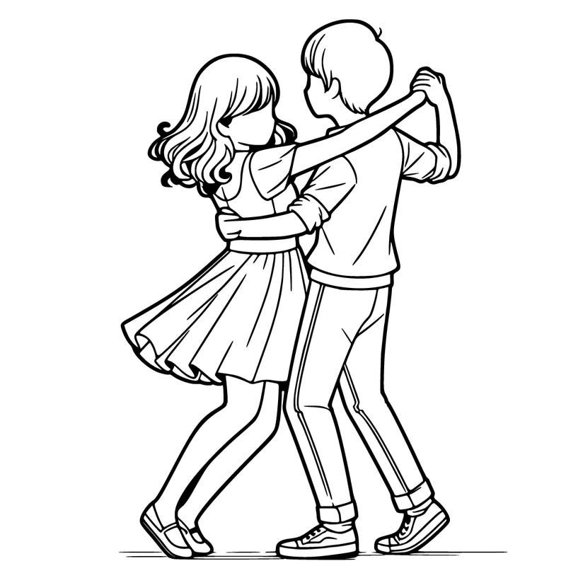 realistic girl dancing with a realistic boy