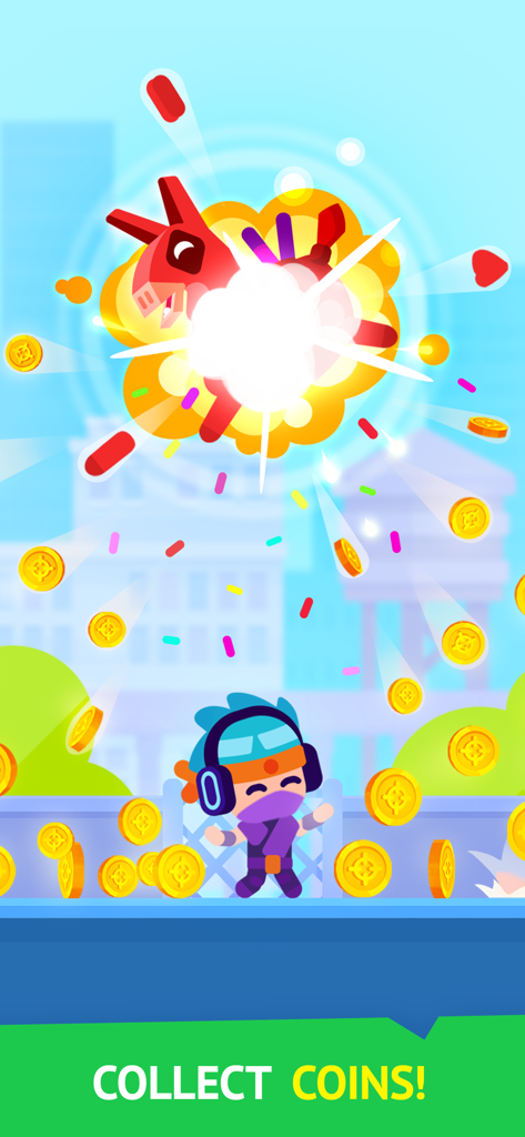 Pinatamasters - 폭발하는 당나귀 피냐타에서 떨어지는 금화를 수집하는 닌자 캐릭터