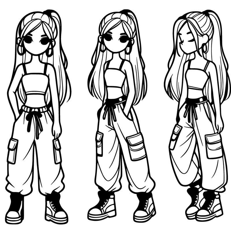 girl in crop top in baggy pants