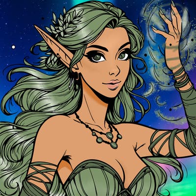 realistic elven woman glow magic wild chaos