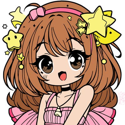 cute anime girl with star accessories