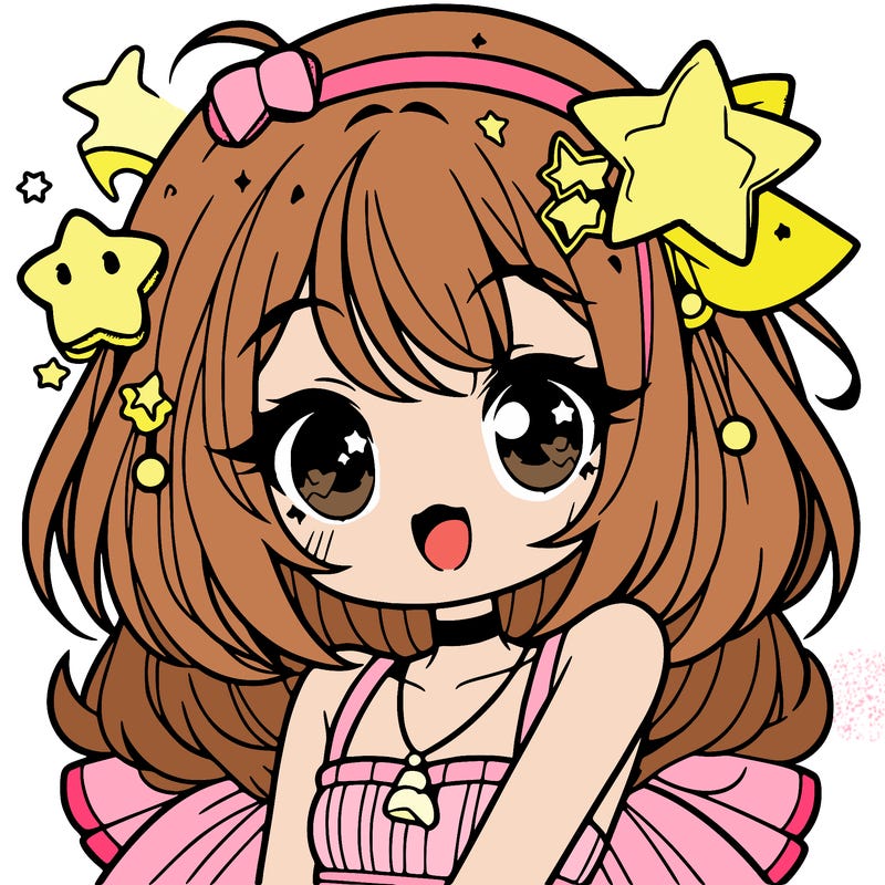 cute anime girl with star accessories