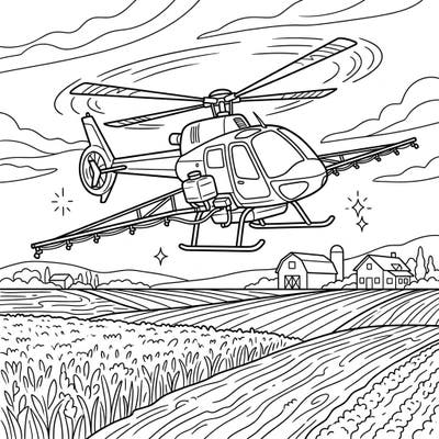 Soar above the fields with our engaging agricultural helicopter coloring page. This unique design lets you explore modern farm machinery and the beauty of rural landscapes in a creative way.