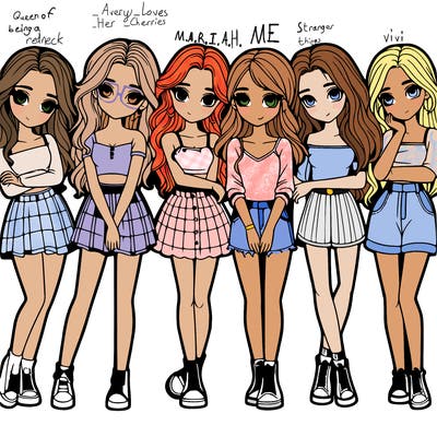 a group of girls realistic