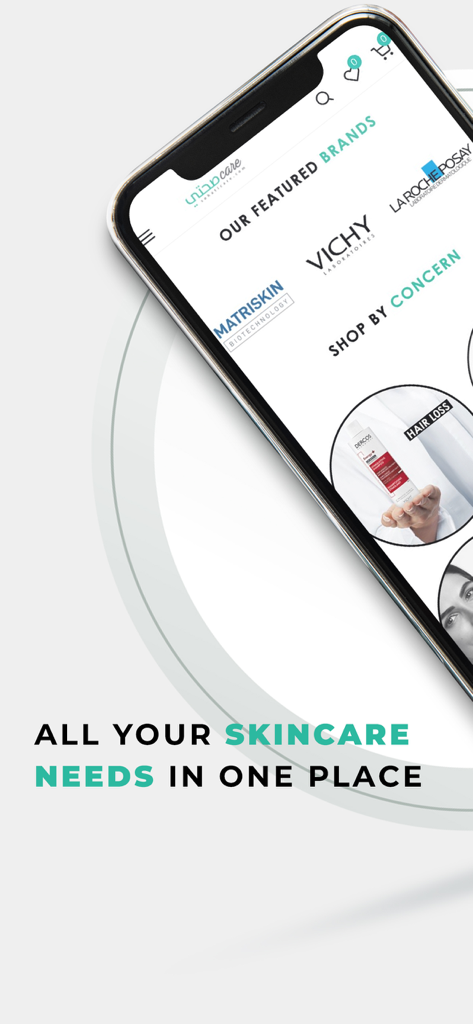 Sohati Care - Sohati Careモバイルアプリインターフェースは、特集スキンケアブランドとショッピングカテゴリを表示しています。