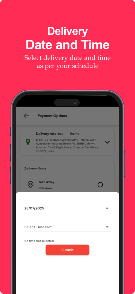 Grace Online Supermarket - Grace Online Supermarket delivery date and time selection screen