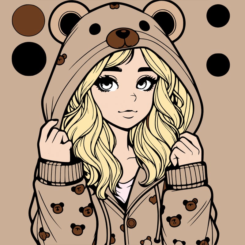 realistic girl in a animal pjs hoodie