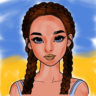 realistic girl with braids