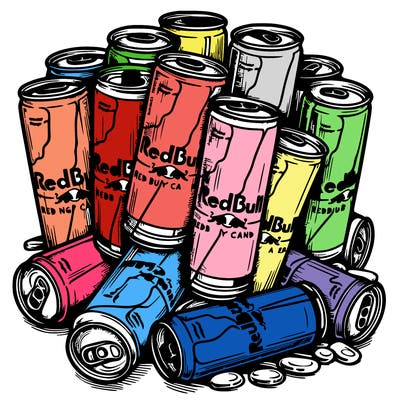 bunch of redbull cans