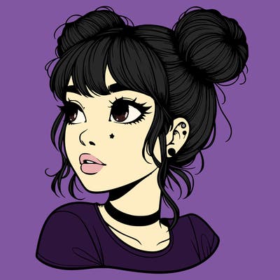 realistic girl with spacebuns