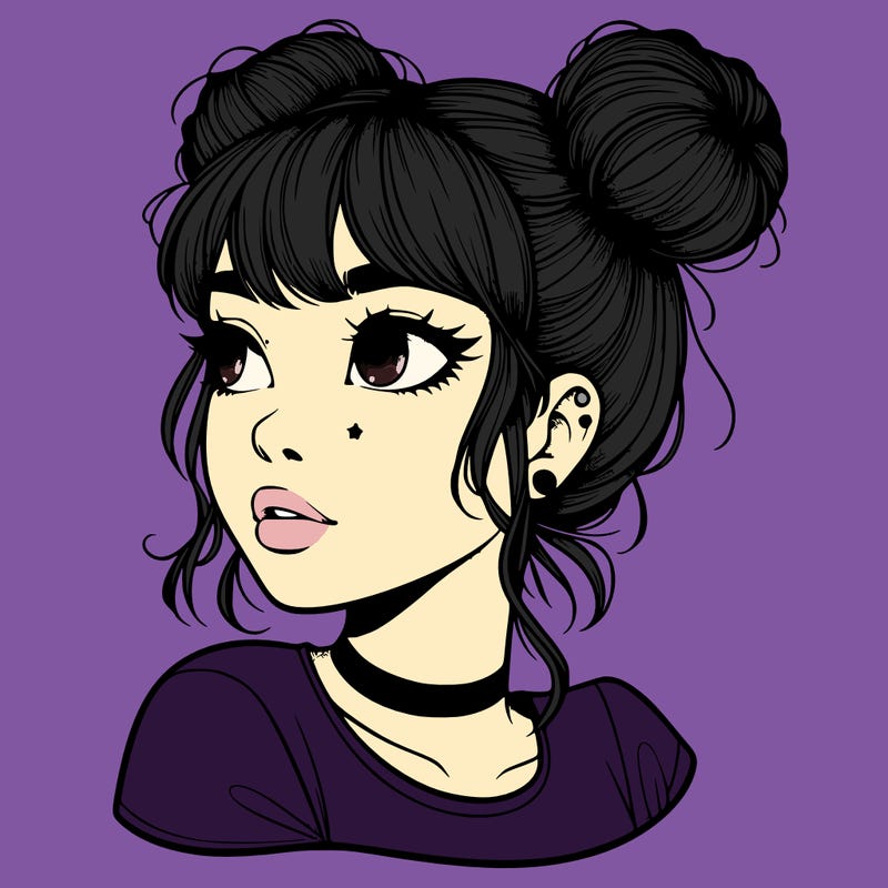 realistic girl with spacebuns
