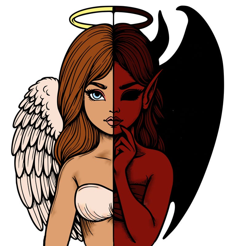 realistic angel half demon