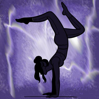 a woman doing a handstand