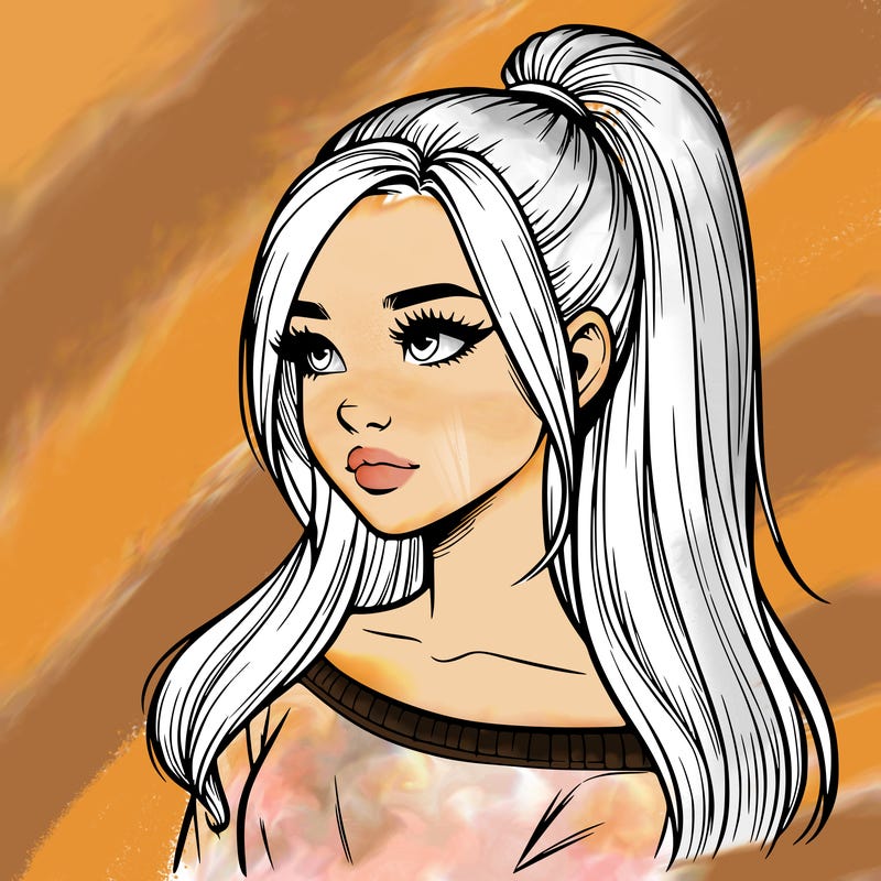 realistic girl with a high ponytail