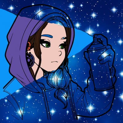 a realistic girl, spray painting