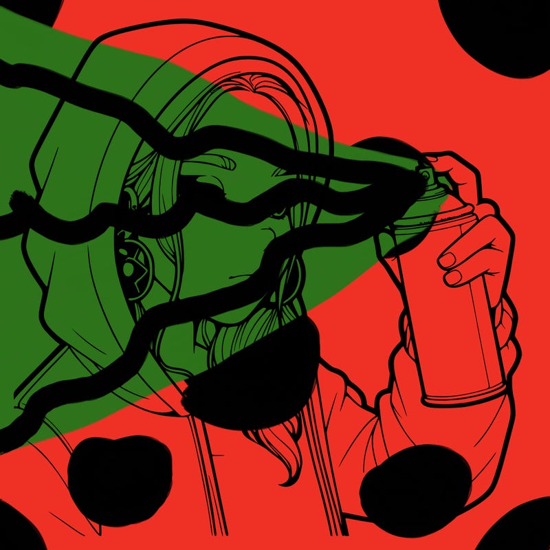 a realistic girl, spray painting