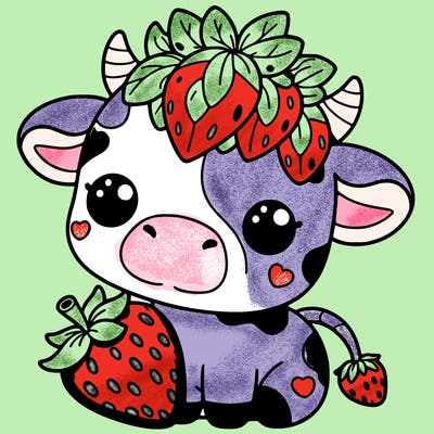 cute strawberry cow