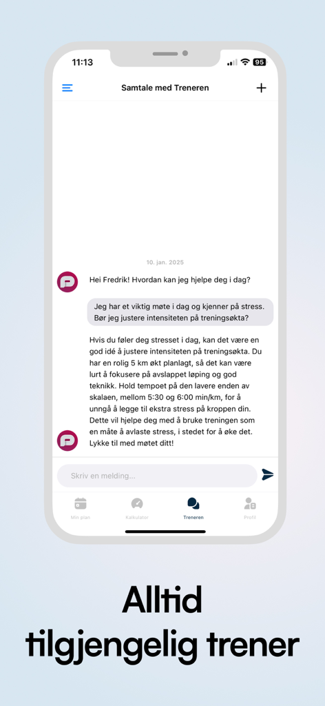 PacePilot - PacePilot mobile app chat interface showing a personalized conversation with an AI running coach about training intensity.