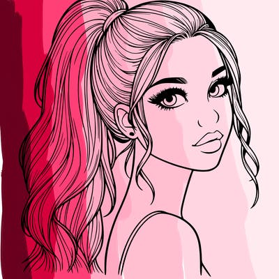 realistic pretty girl with high pony tail