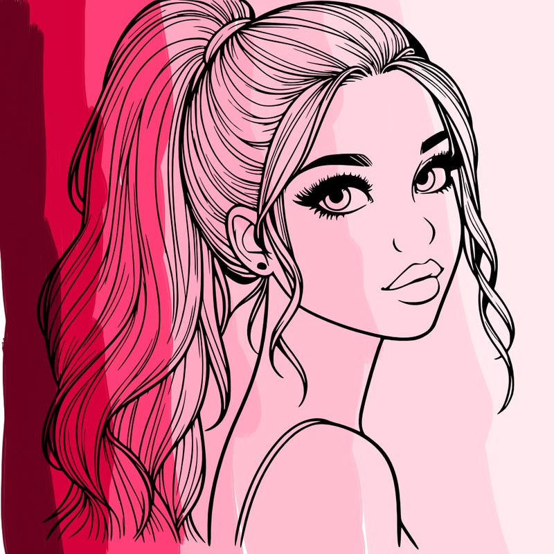 realistic pretty girl with high pony tail