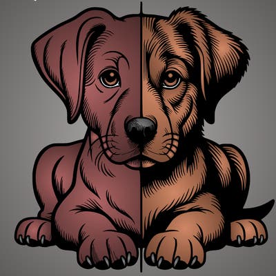 realistic dog split picture