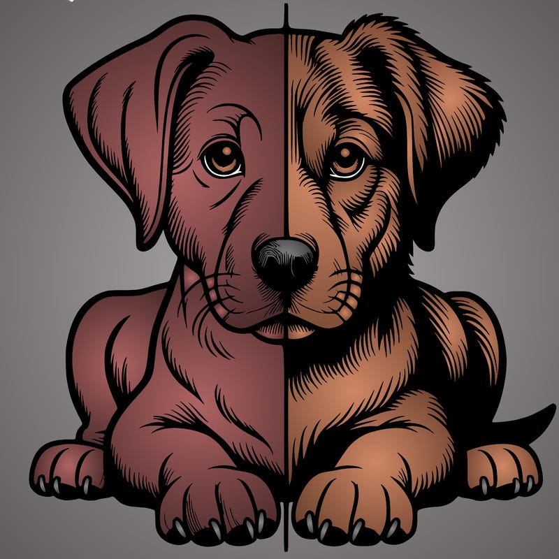 realistic dog split picture