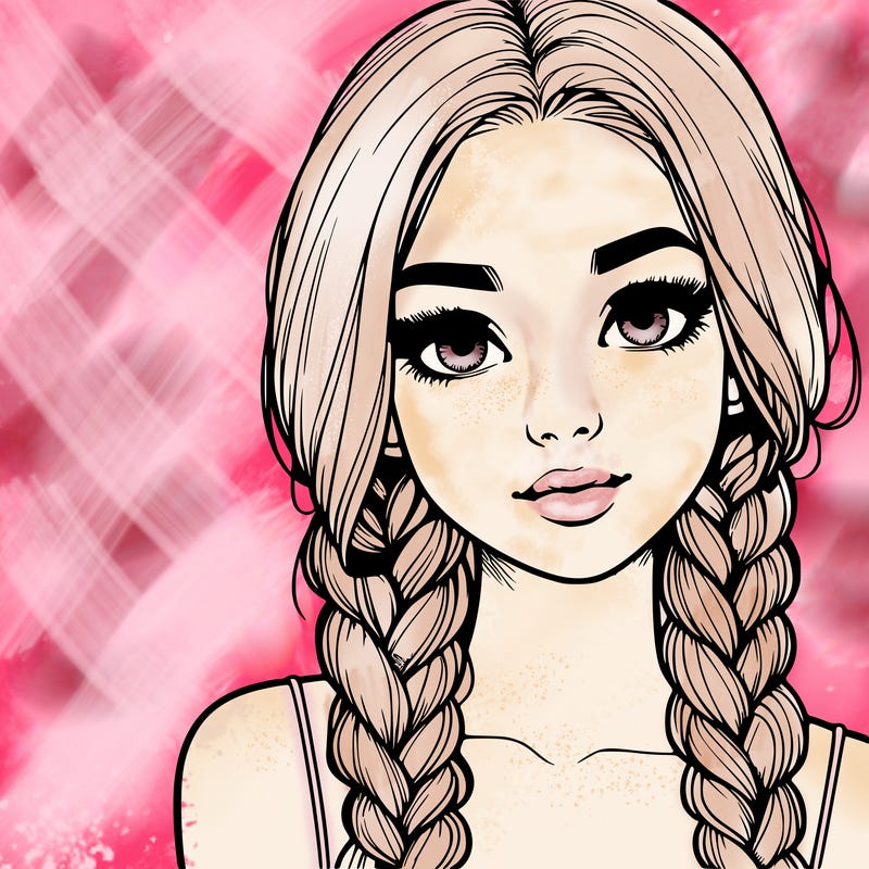 realistic girl with braids