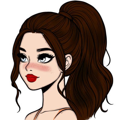 realistic girl with a high ponytail