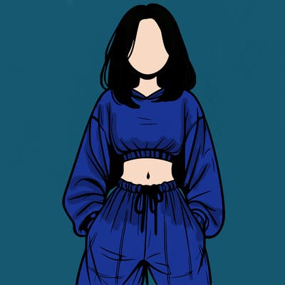 realistic girl faceless with baggy pants and a crop top