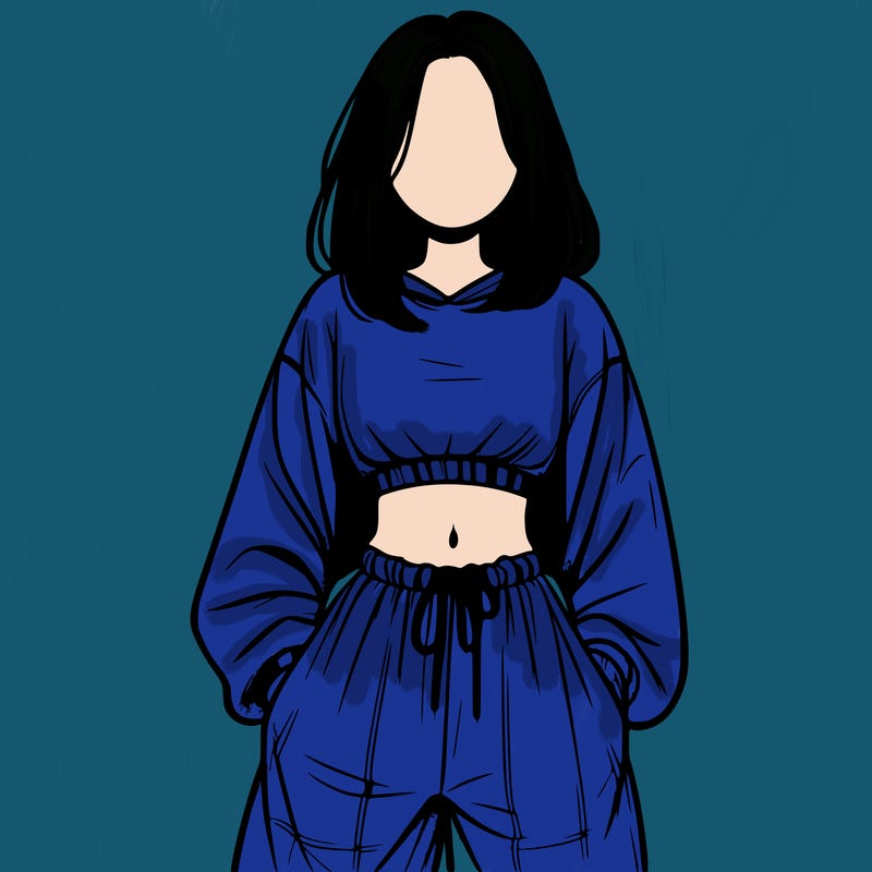 realistic girl faceless with baggy pants and a crop top