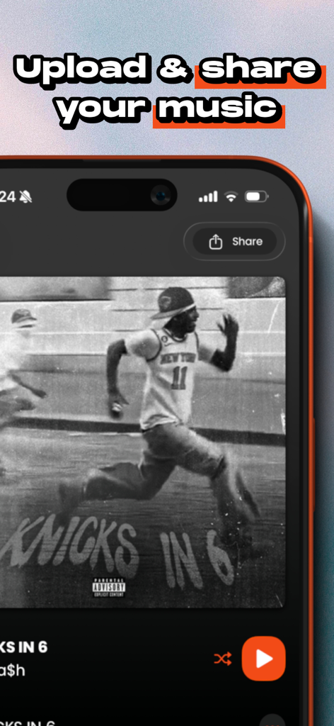 MP3 Player - Tape Eater - Tape Eater app screen displaying the music upload and sharing feature with mixtape cover art