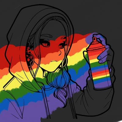 a realistic girl, spray painting