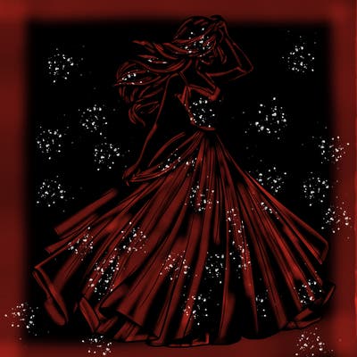 realistic woman with dress flowing in the wind