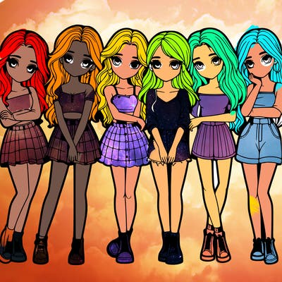 a group of girls realistic