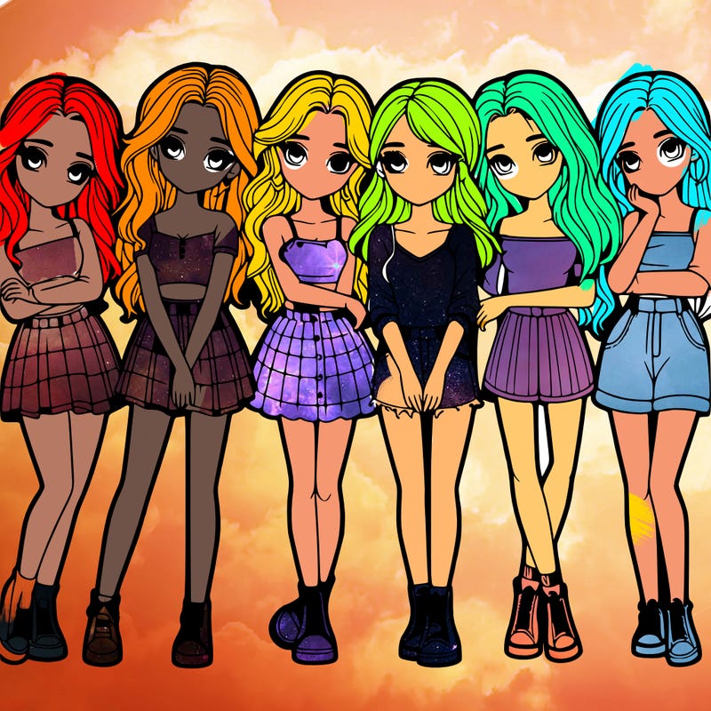 a group of girls realistic