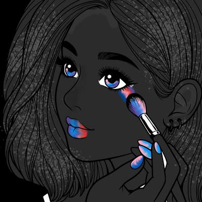 a realistic girl doing her makeup