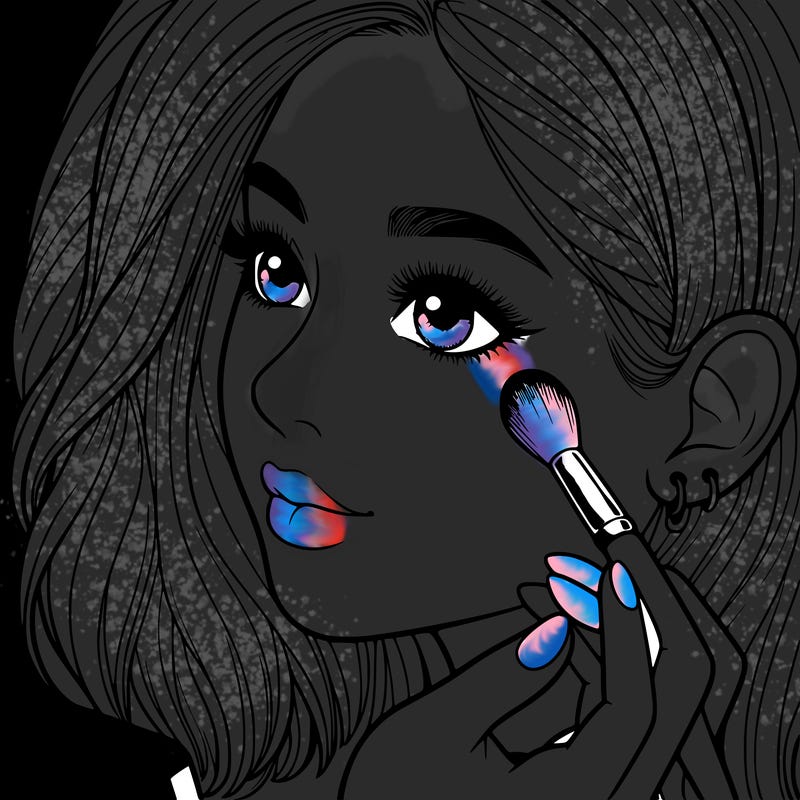 a realistic girl doing her makeup