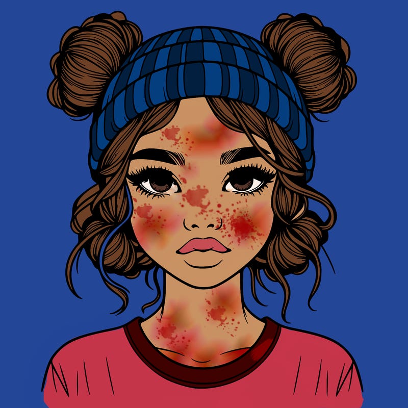 realistic girl with buns in her hair with a beanie on