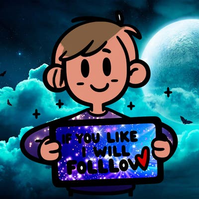 a person holding a sign that says if you like i will follow