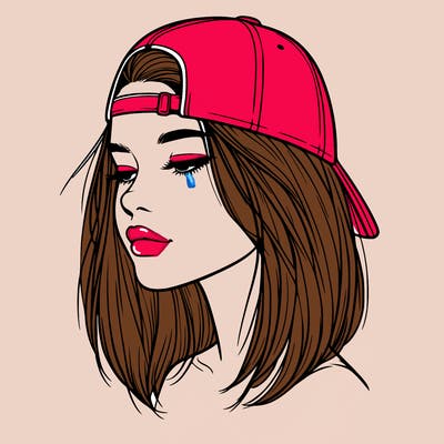 realistic  girl with a backwards hat