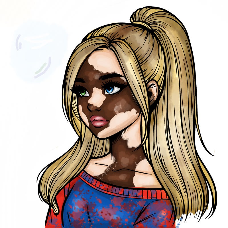 realistic girl with a high ponytail