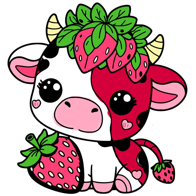 cute strawberry cow
