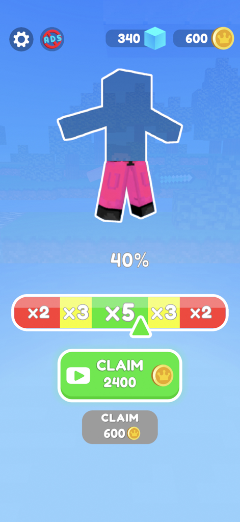 Ninja Sword: Ragdoll swordsman - Pantalla de recompensa dentro del juego que muestra un multiplicador de monedas y opciones para reclamar monedas de oro en Ninja Sword Ragdoll swordsman