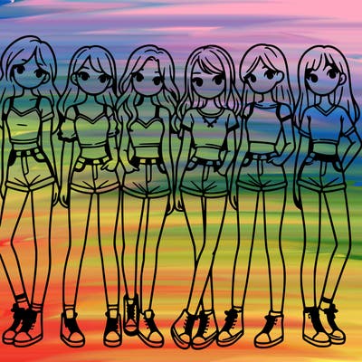a group of girls wearing crop tops and shorts