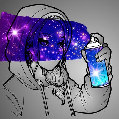 a realistic girl, spray painting