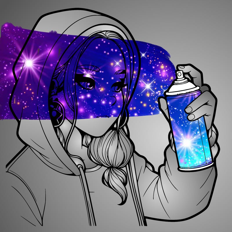 a realistic girl, spray painting